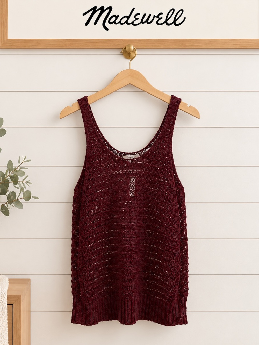 Madewell NWT Open-Knit Tank Top – Burgundy – Size Small